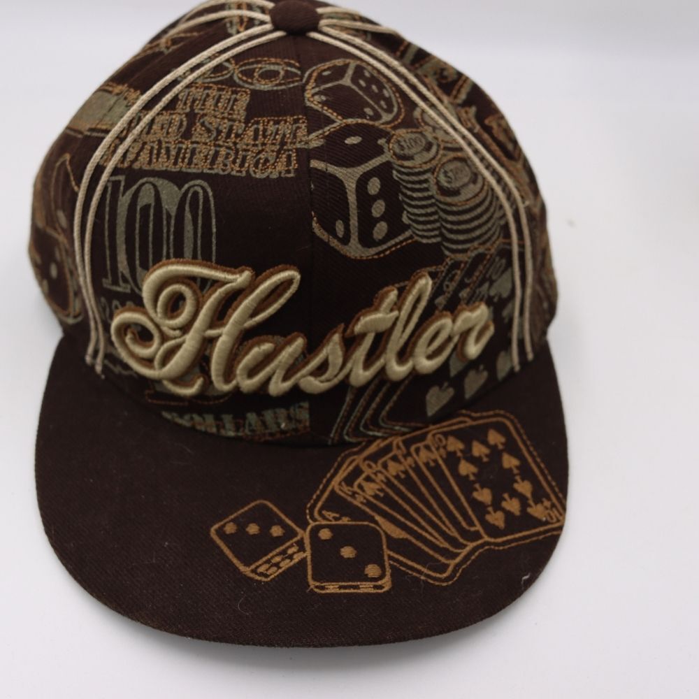K & B Ethos Vintage Y2K Streetwear Hustler Brown Hat Cap Lid Cards Gambling Dice